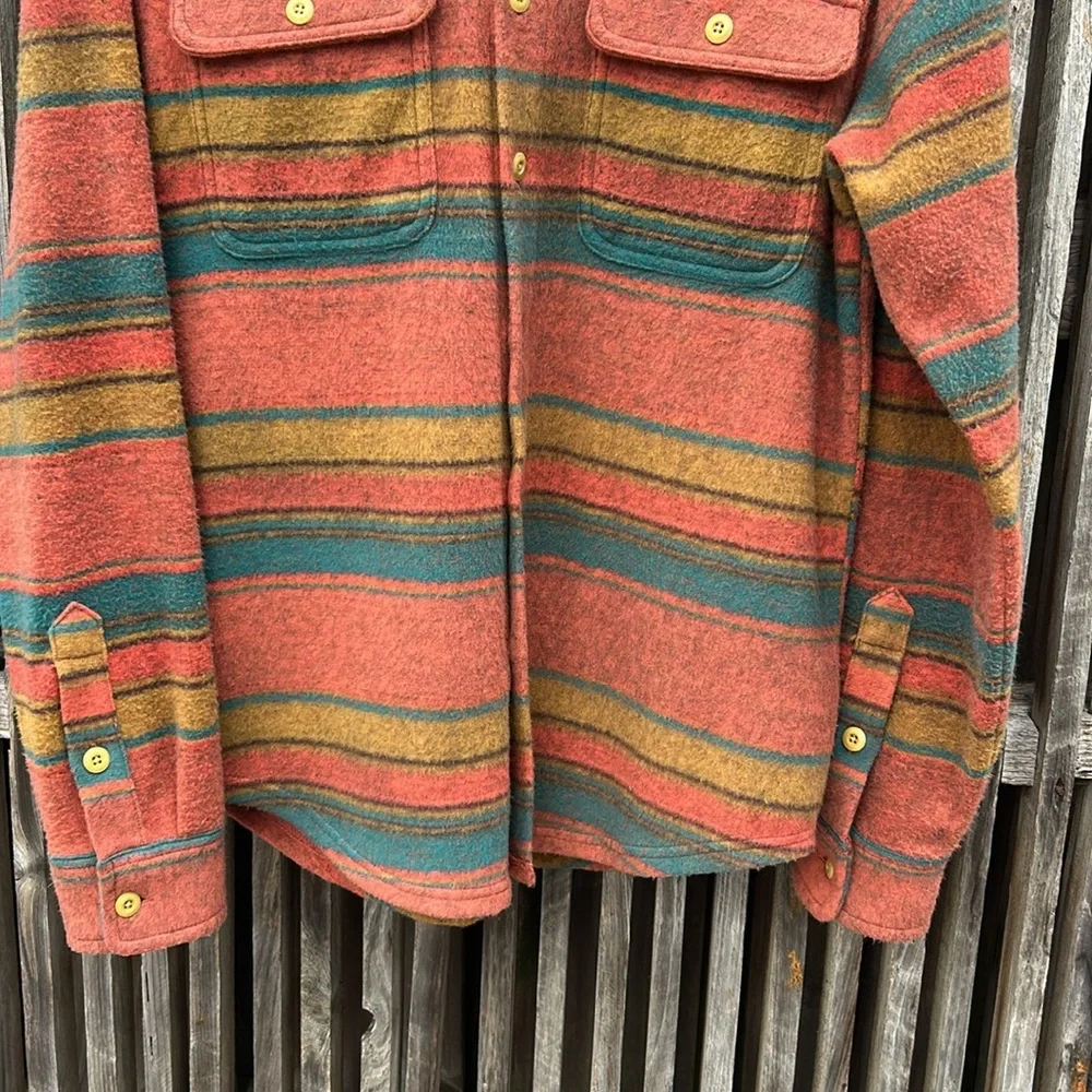 NWT Lucky Brand Southwestern Knit Shirt Jacket Small Orange Striped Shacket